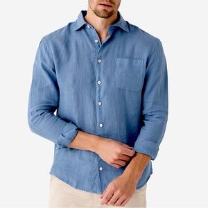 johnnie-O Linen Long Sleeve Button Down Shirt, NEW